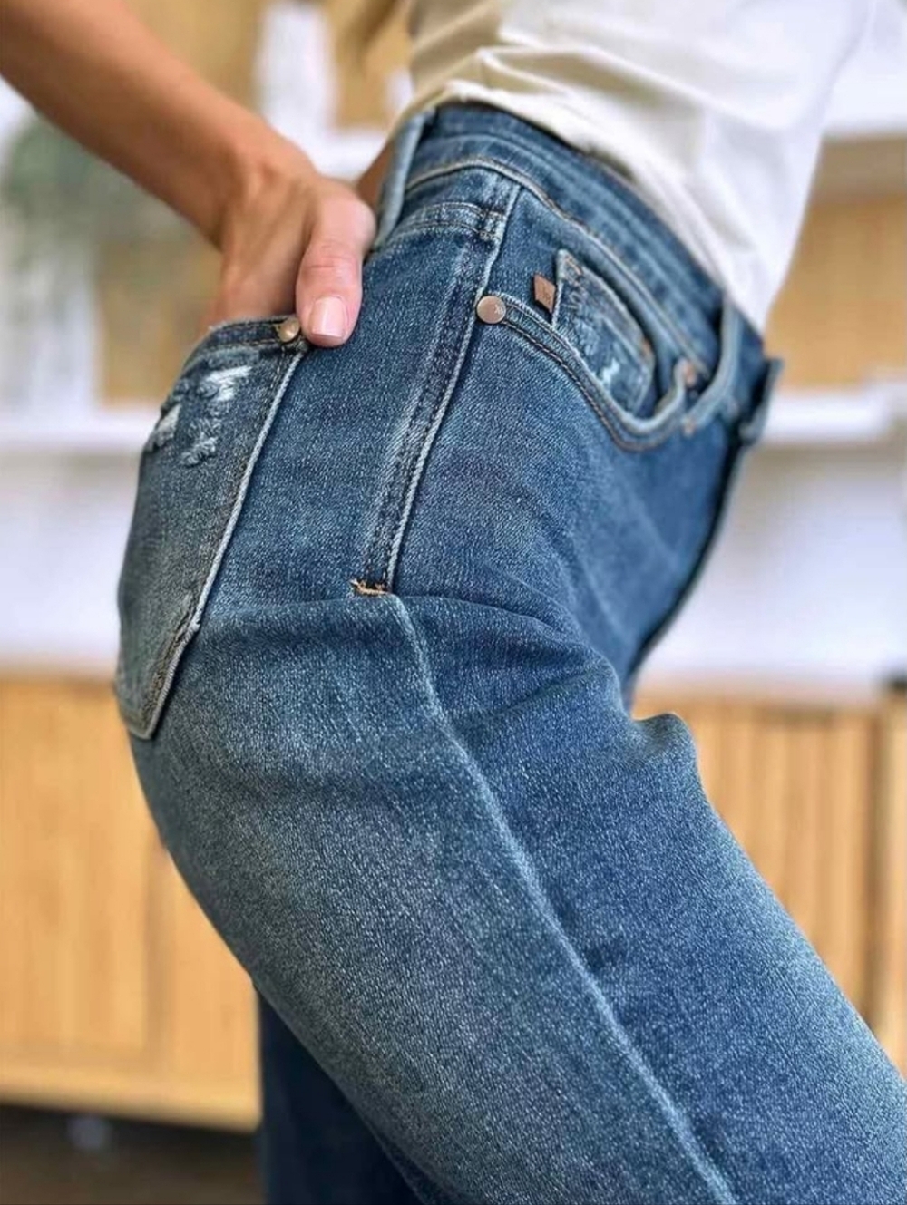 Judy Blue Full Size Tummy Control High Waist Slim Jeans. Size: 9/29 Style 88776 - Picture 6 of 7